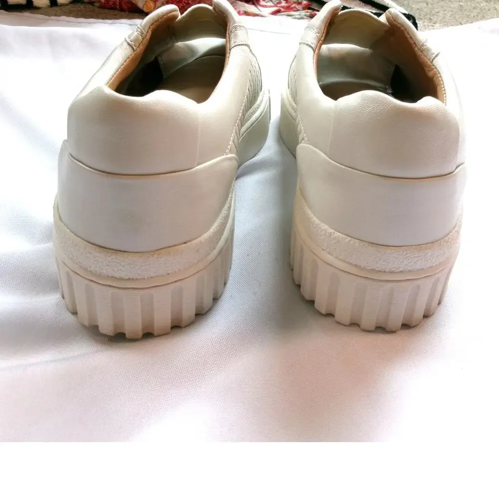 Clarks Mayhill Bay Slip On Sneakers Cream Leather Woven Women's Size 9